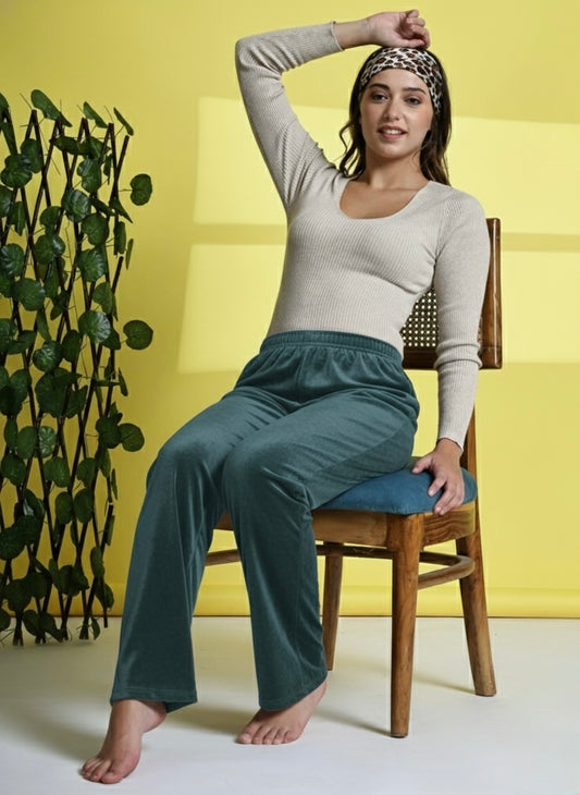 Bottle Green Velvet Butter Soft Lounge Pant