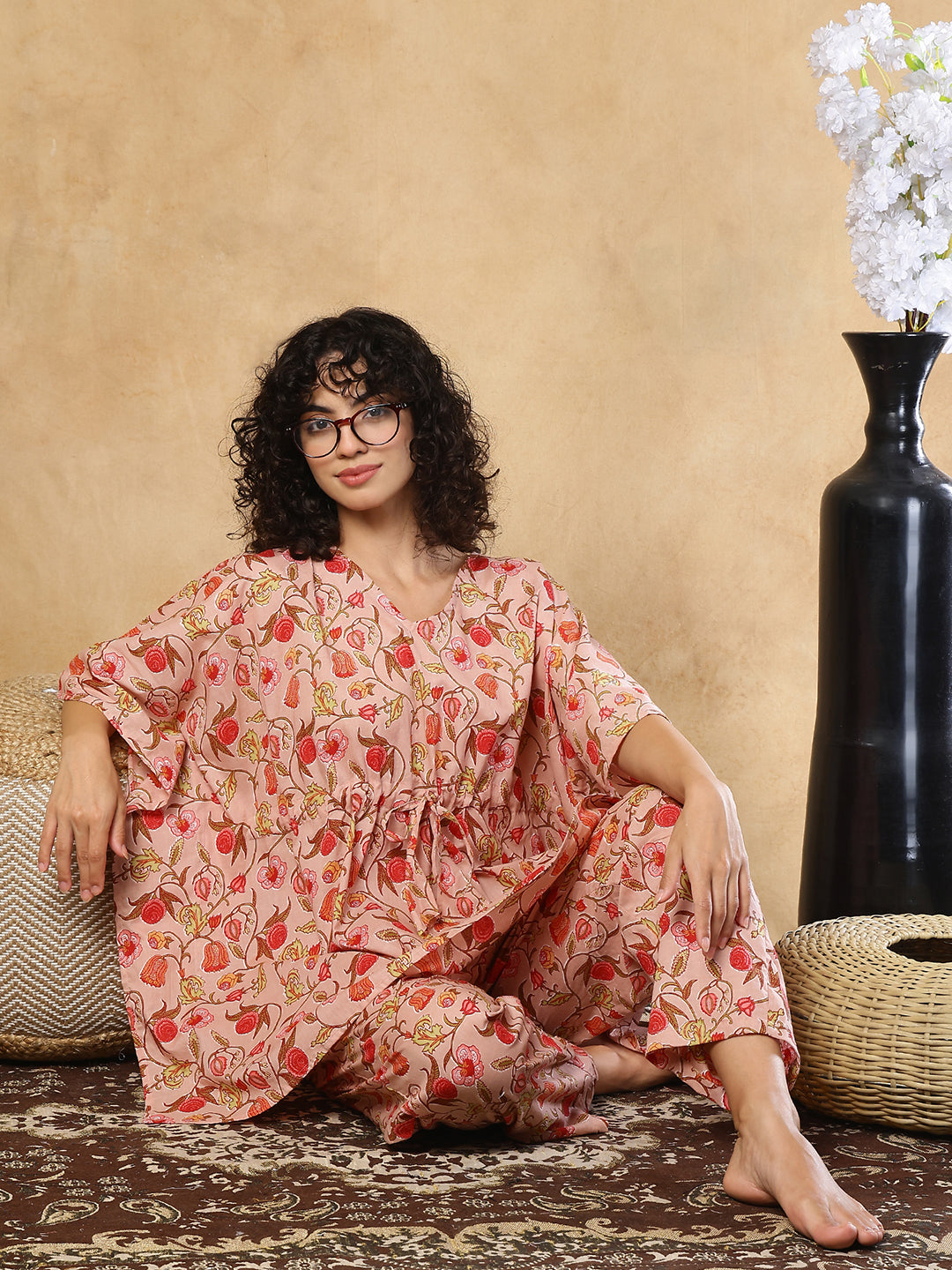 Sajni Jaal Cotton Kaftan Set