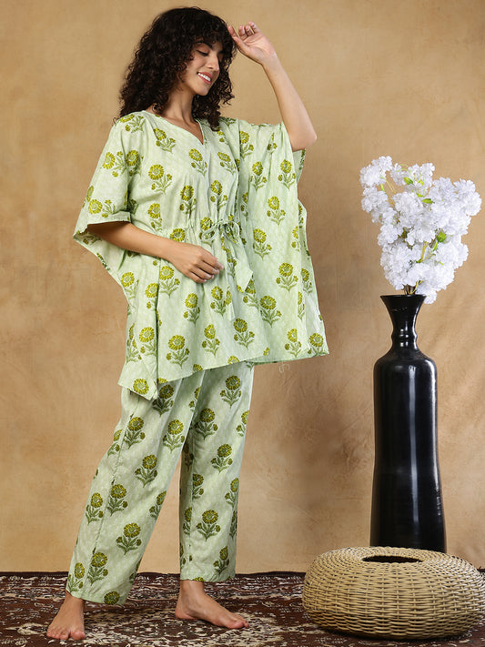 Kachhi Kairi Cotton Kaftan Set