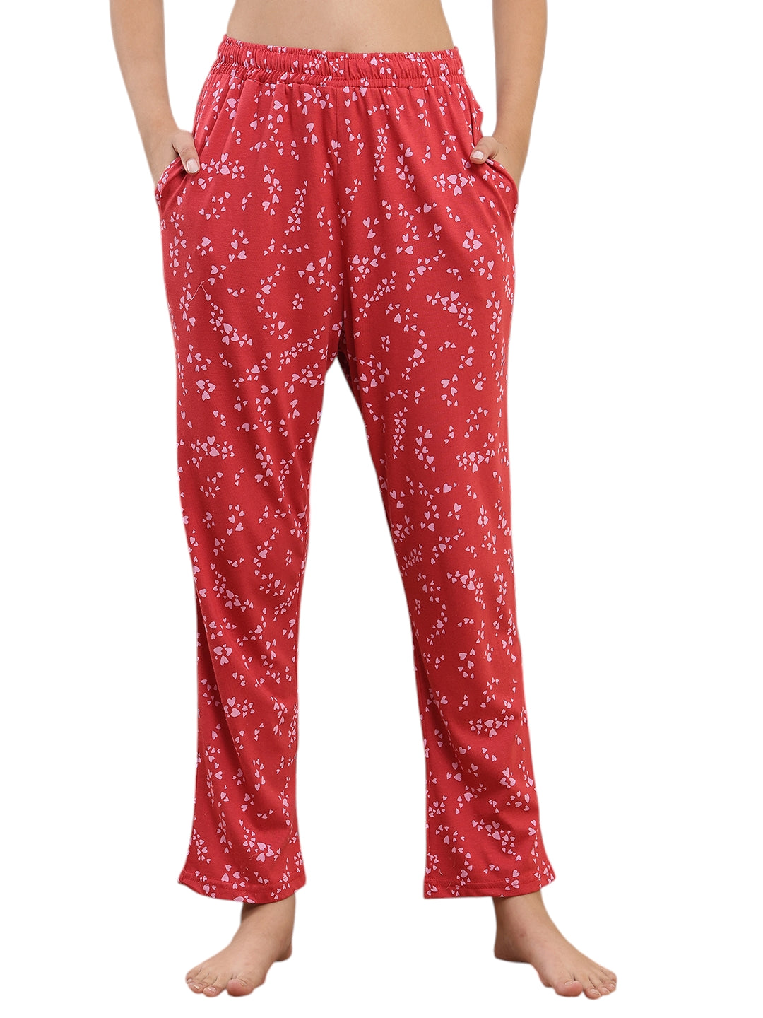 Red Little Hearts Printed Cotton Lounge Pant