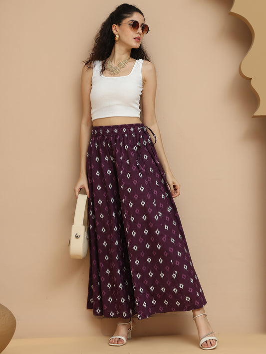 Jaamuni Ikkat Kali Cotton Palazzo