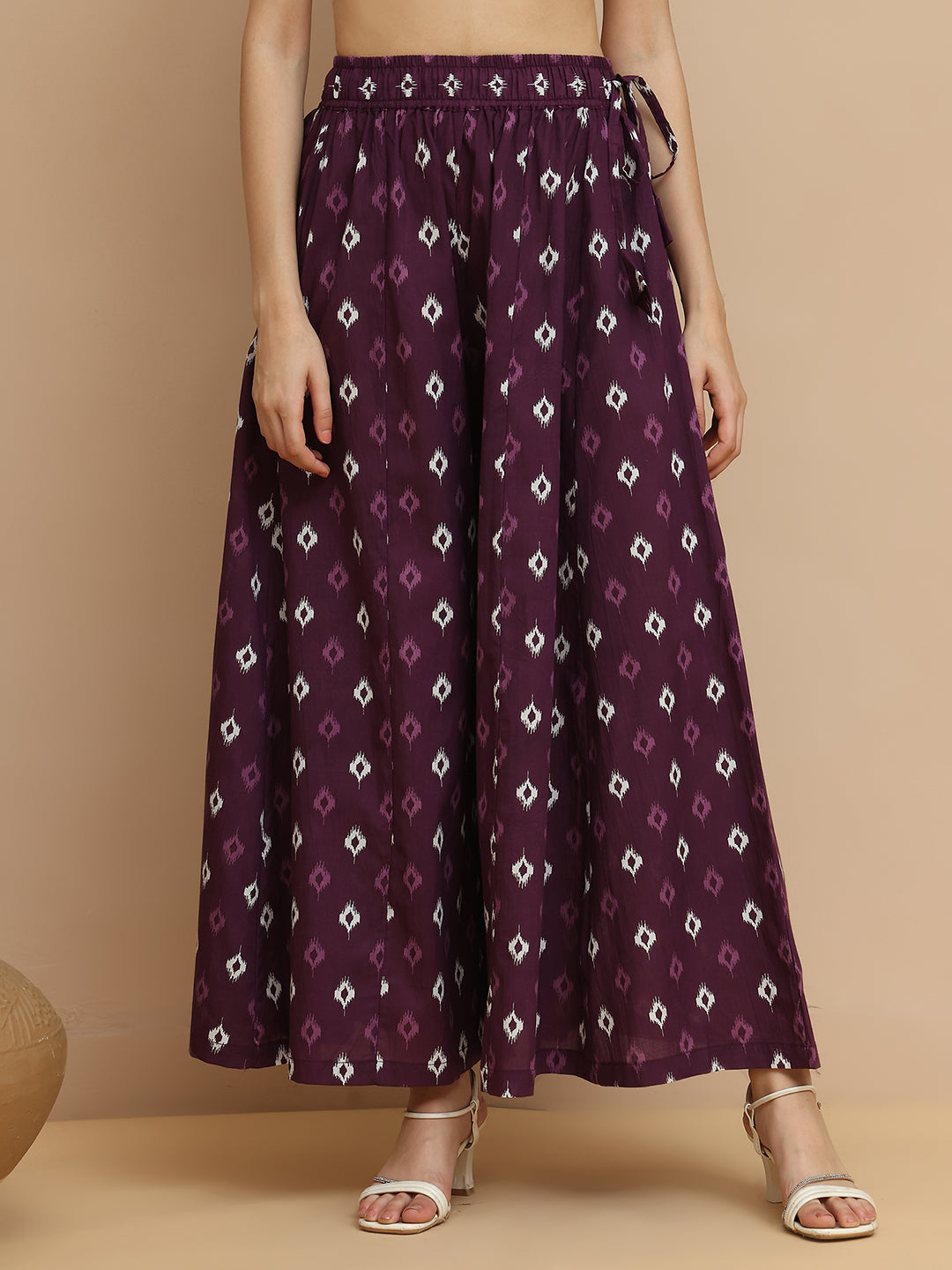 Jaamuni Ikkat Kali Cotton Palazzo