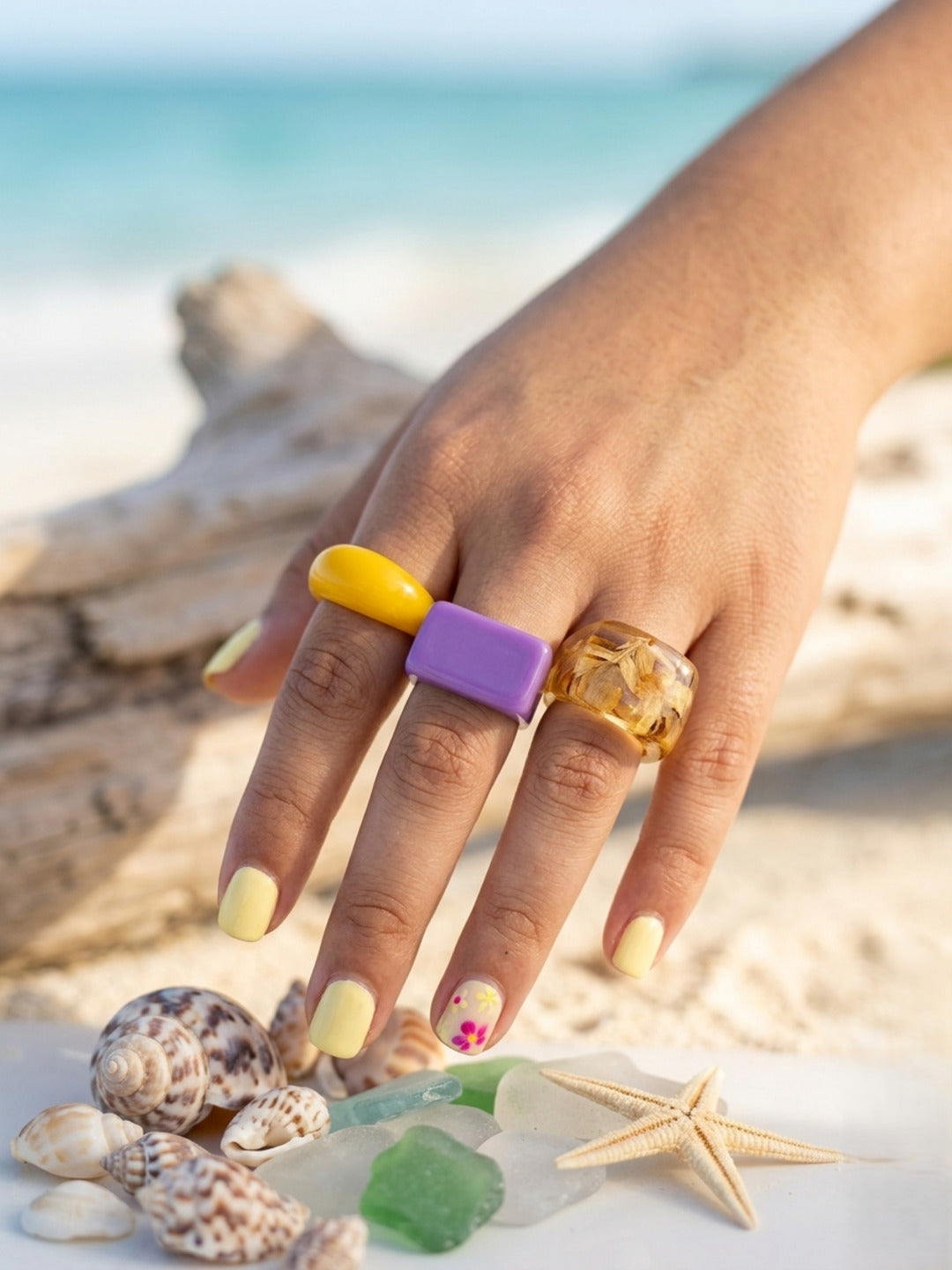 Lavender Resin Rings-set of 3