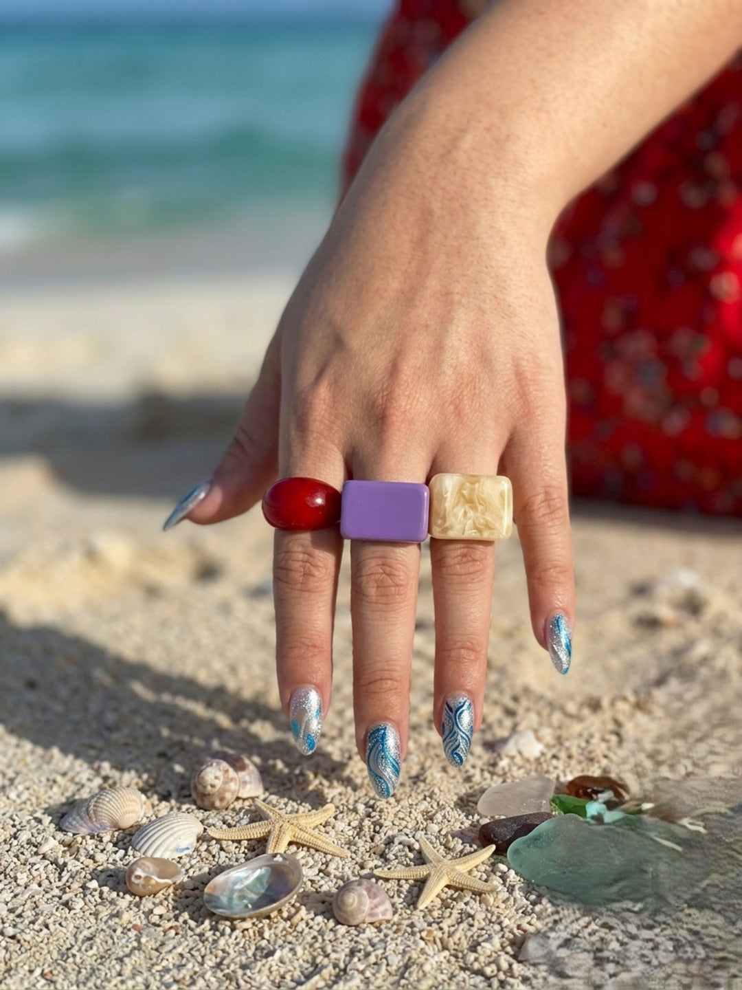 Glam Resin Rings-set of 3