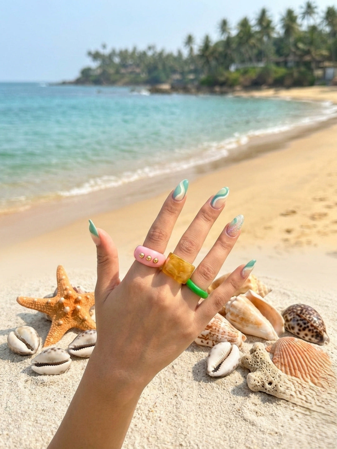 Glimmer Resin Rings-set of 3
