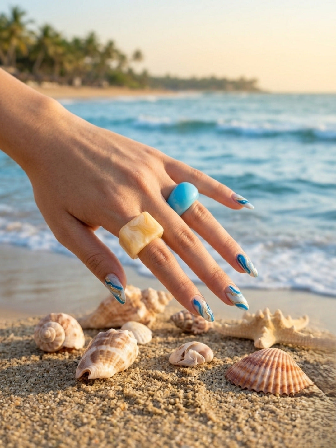 Sunny Lime Resin Rings-set of 2