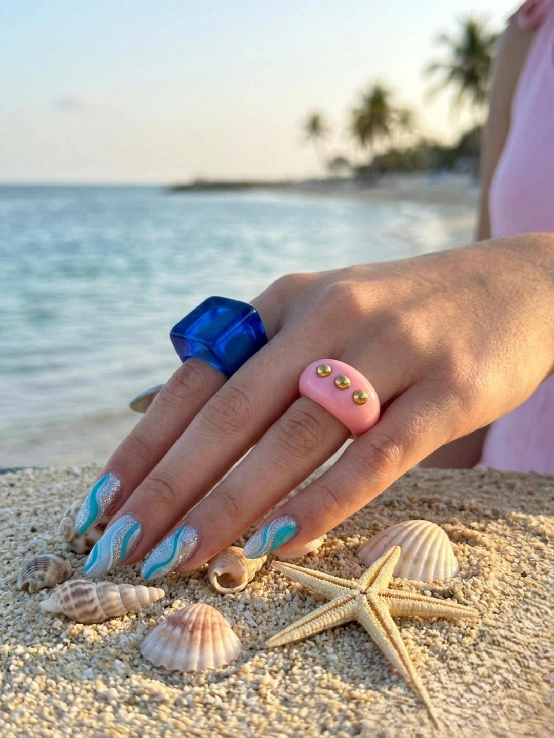 Summer High Resin Rings-set of 2