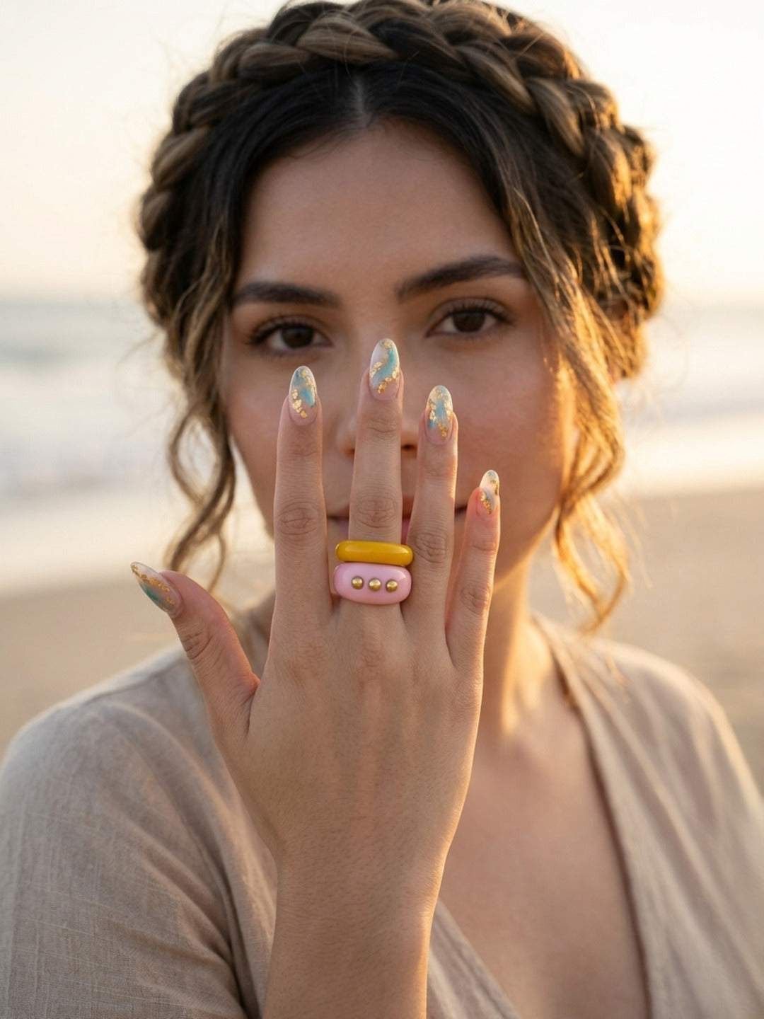 Dazzle Resin Rings-set of 2