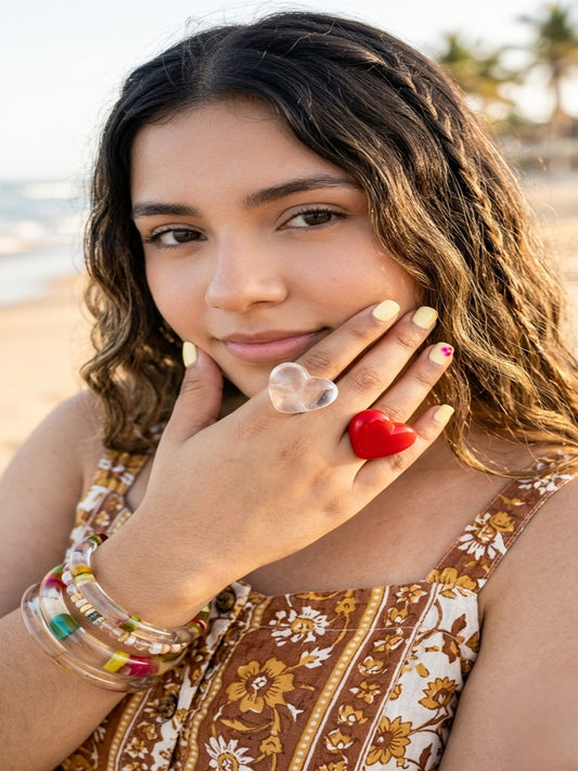 Heart Full Resin Rings-set of 2