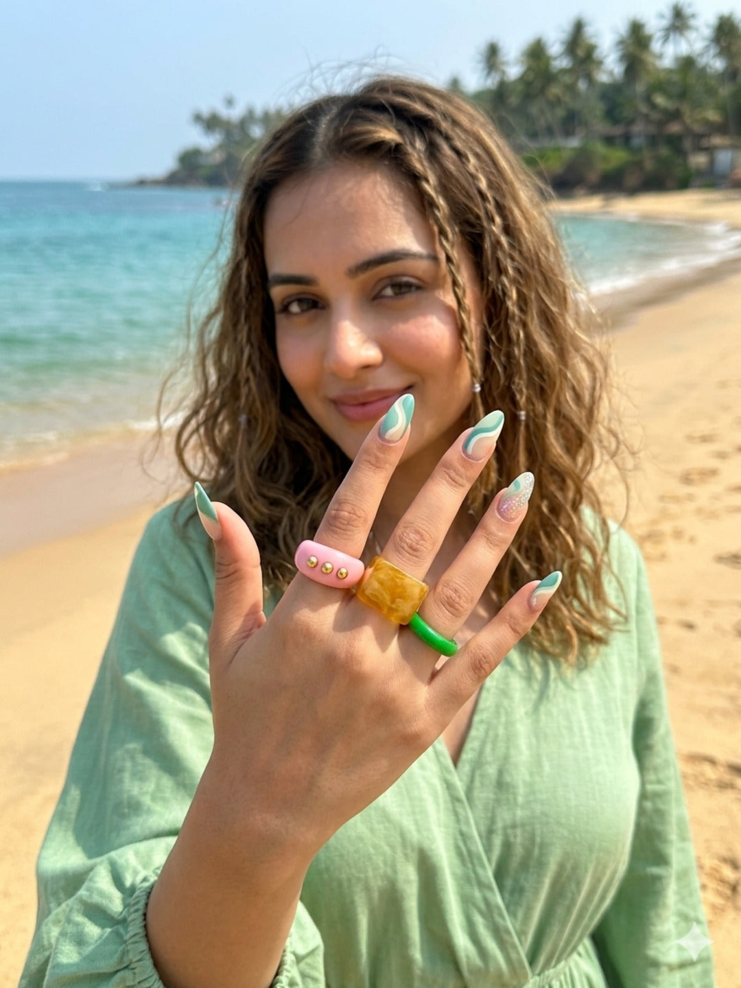 Glimmer Resin Rings-set of 3