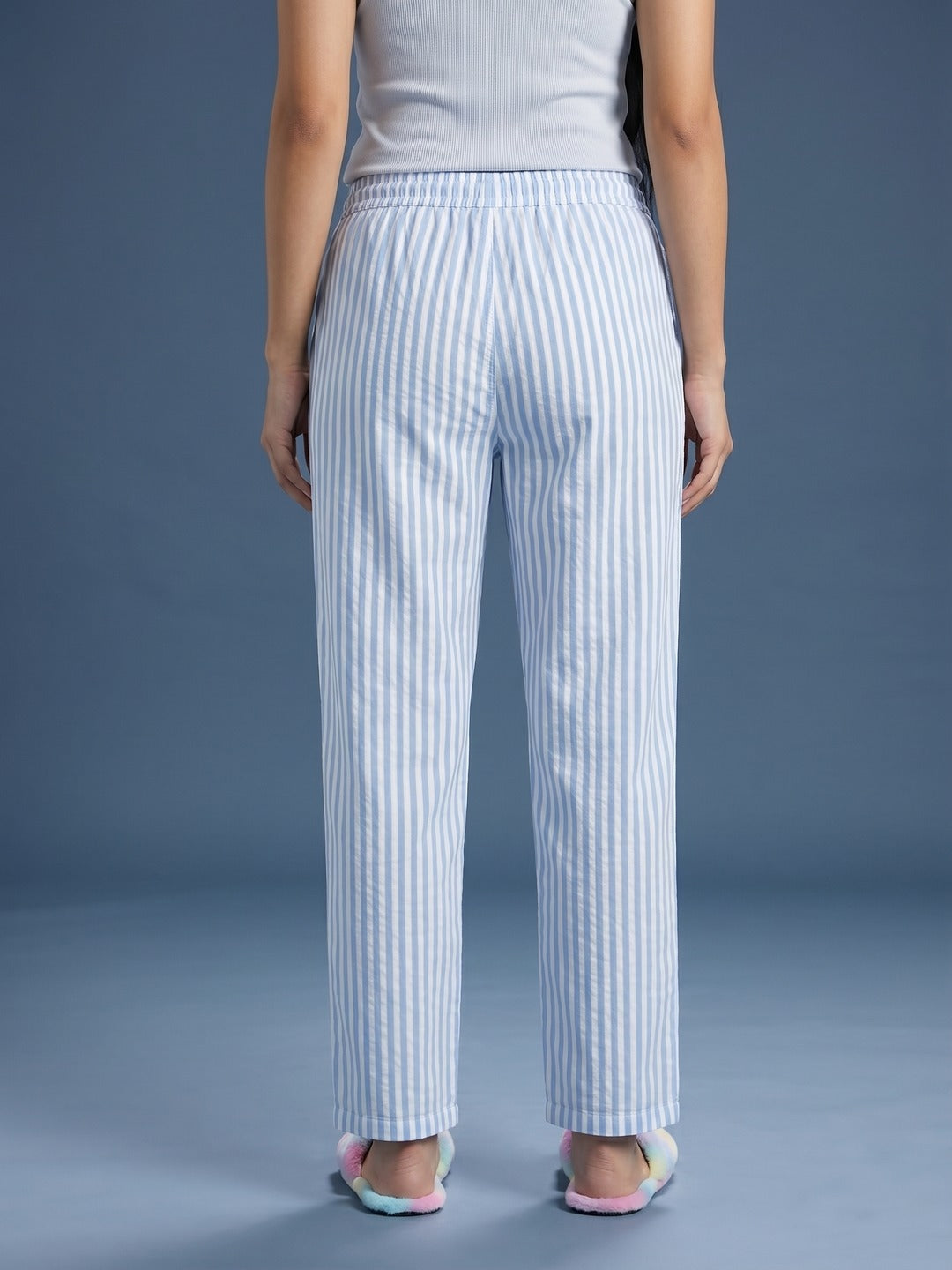 Blue Striped Cotton Lounge Pant